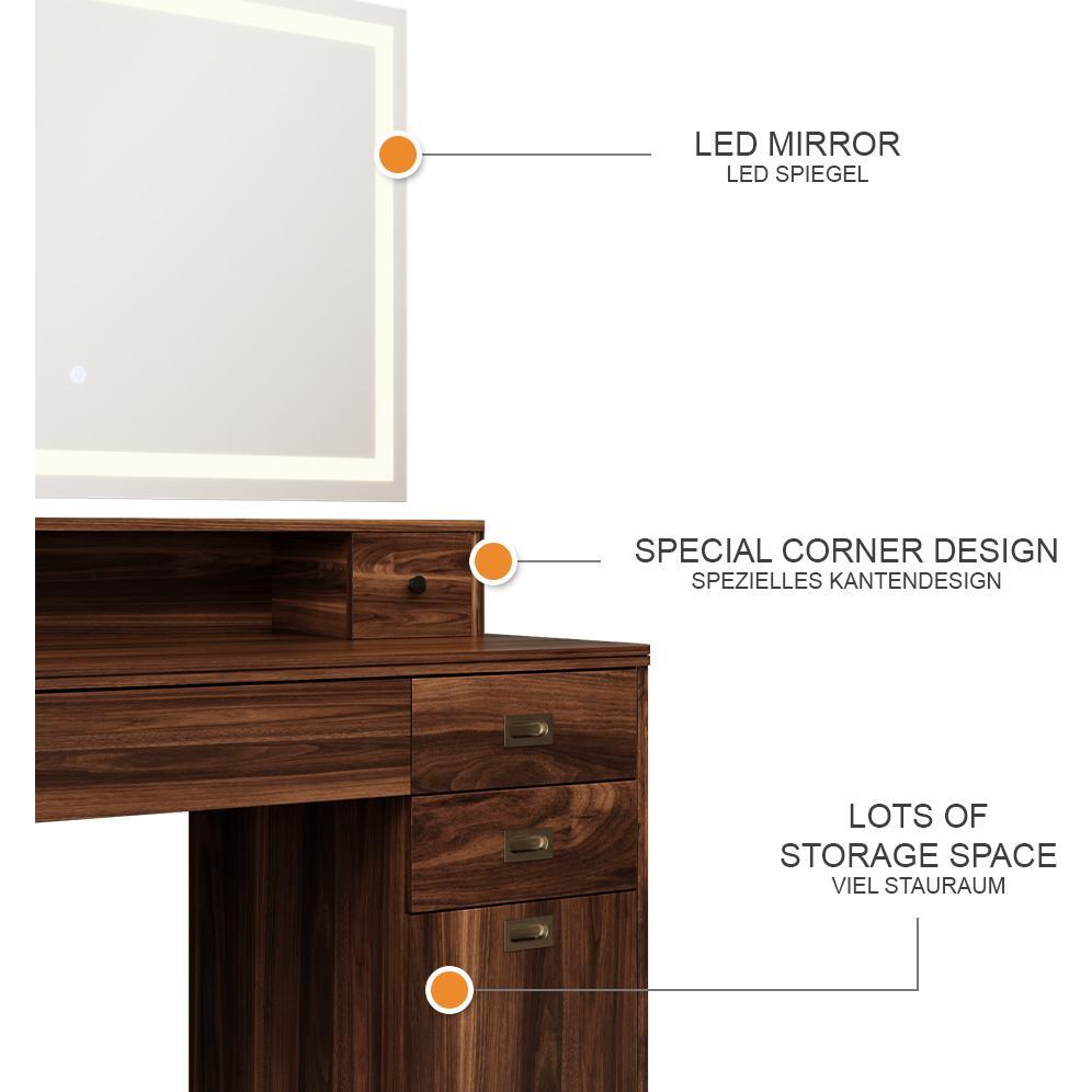 Thumbnail - Vichy, Schminktisch, Schminktisch Neria, Eiche rustikal, 120 cm mit LED-Spiegel