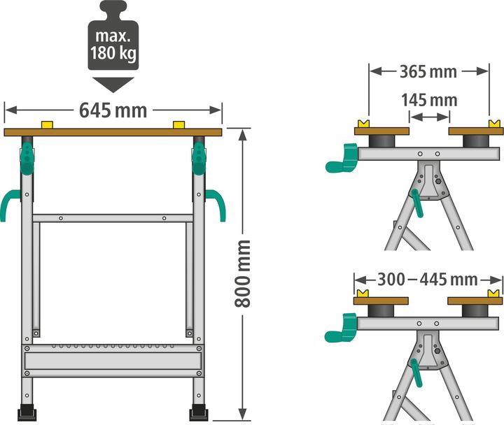 Produktbild wolfcraft 1 MASTER 200 - Spann- und Arbeitstisch (45 cm, 64.50 cm)