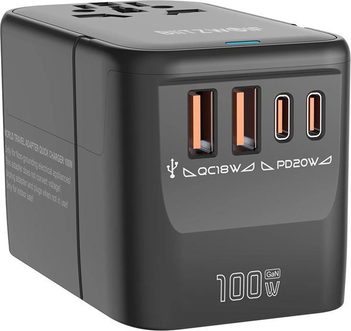 Actual product image BlitzWolf BW-TA2 5-in-1 Travel Adapter 2xUSB PD + 2xC QC + C GaN 100W