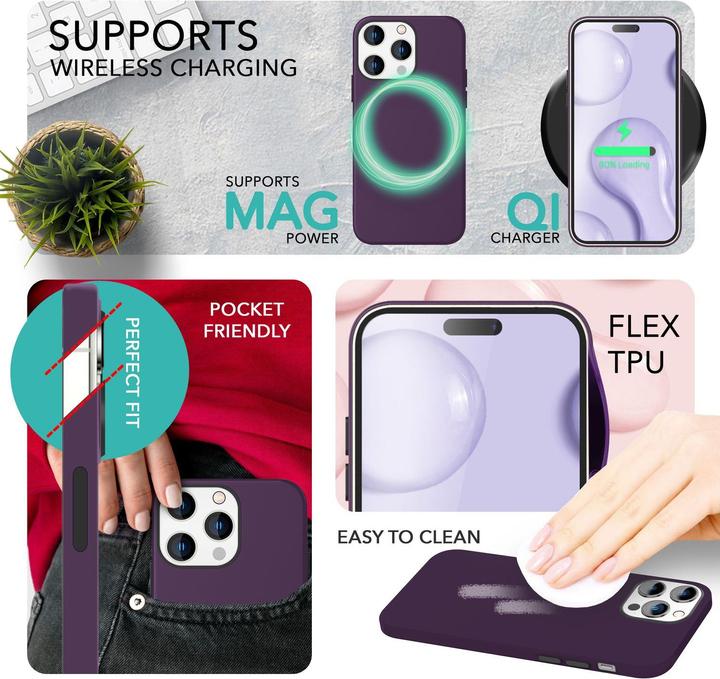 Produktbild Nalia Liquid Silikon Hülle mit MagSafe Funktion & 2x Display Schutzglas (Apple iPhone 14 Pro)