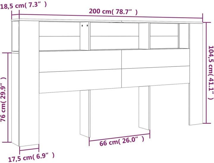 Produktbild vidaXL Kopfteil-Schrank (18.50 x 18.50 x 104.50 cm)