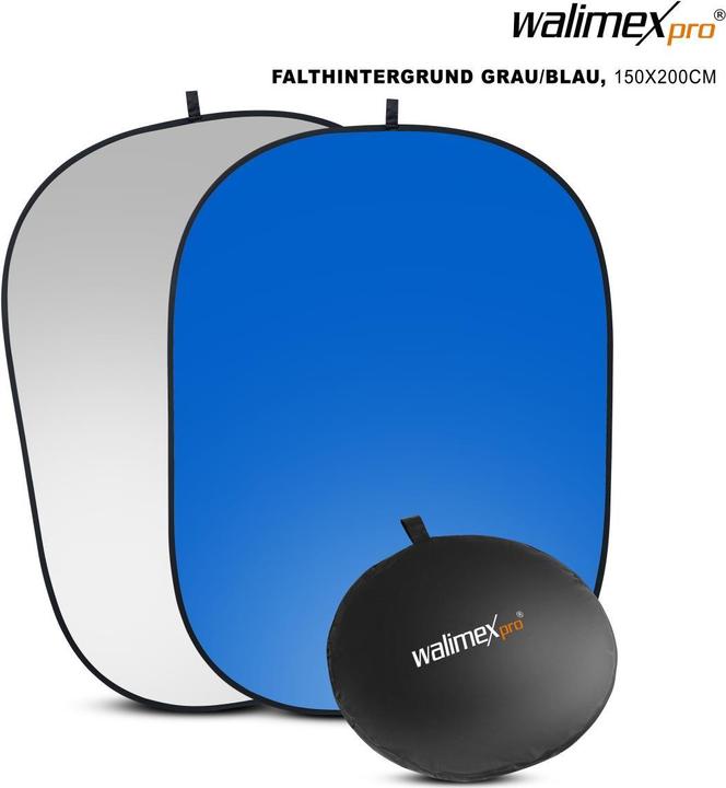 Produktbild Walimex 2in1 Falthintergrund grau/blau 150x200 (200 cm)