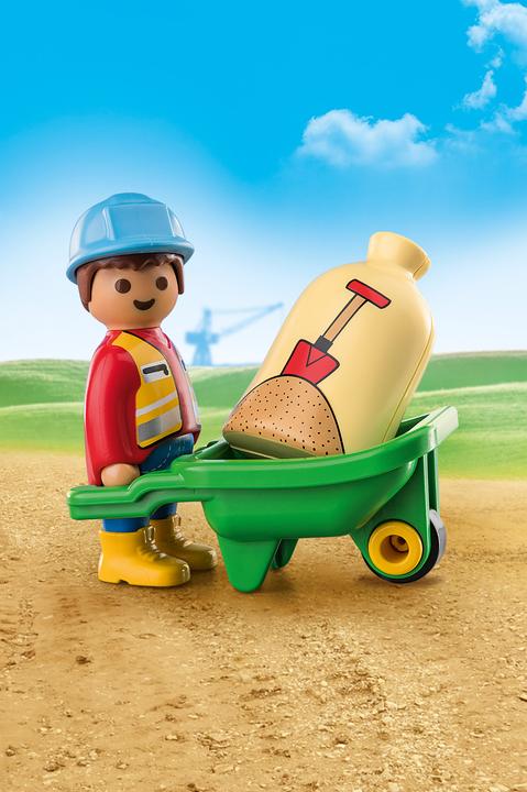 Produktbild Playmobil Bauarbeiter mit Schubkarre (70409, Playmobil 1.2.3)