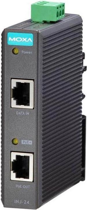 Moxa INJ-24: DIN-Rail PoE+ Injektor (802.3af (PoE), 30 W)