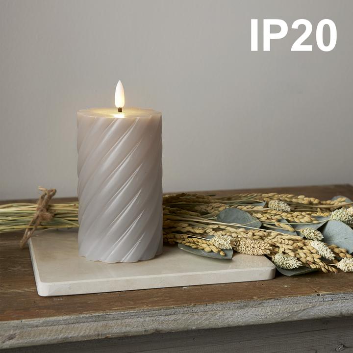 Produktbild Star Trading LED Kerzen mit Timerfunktion | Stumpenkerzen Grau | LED Kerze mit Timer | LED Stumpenke (1x)