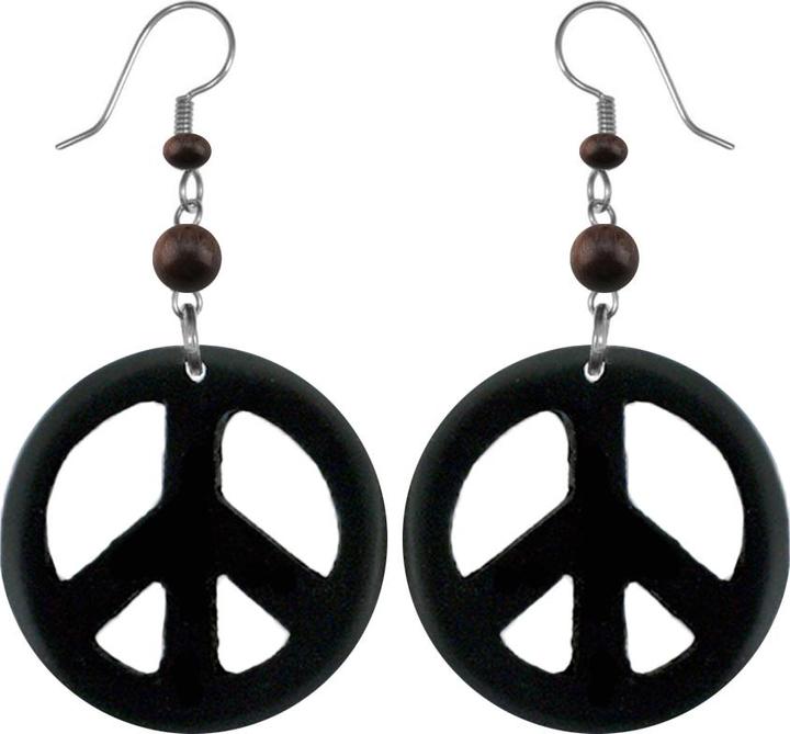 Produktbild Star Piercing Ohrring Peace aus schwarzem Narra Holz (ohne Messing, Organisch, Chirurgenstahl 316L)