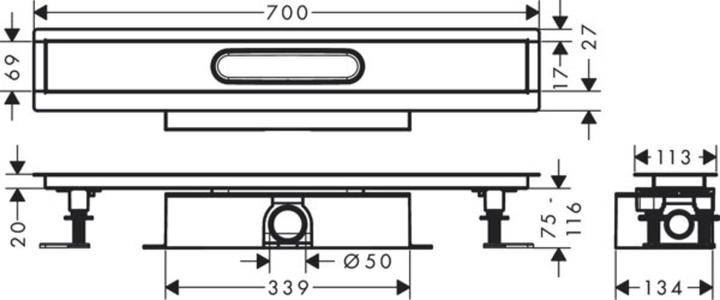 Image du produit hansgrohe HG Set complet uBox universal pour caniveaux de douche Set de finition standard 700mm (700 mm)