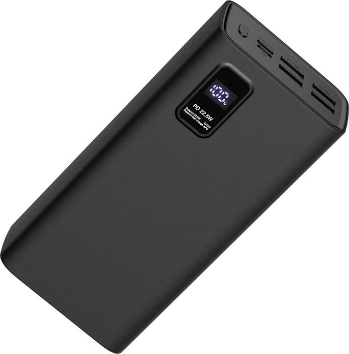 Platinet power supply 30000mAh PD QC LED, black (30000 mAh, 22.50 W, 111 Wh)