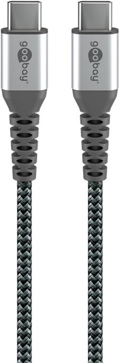 Actual product image Goobay USB-C cable, textile, metal plug, extra robust (0.50 m, USB 2.0, 50 W)