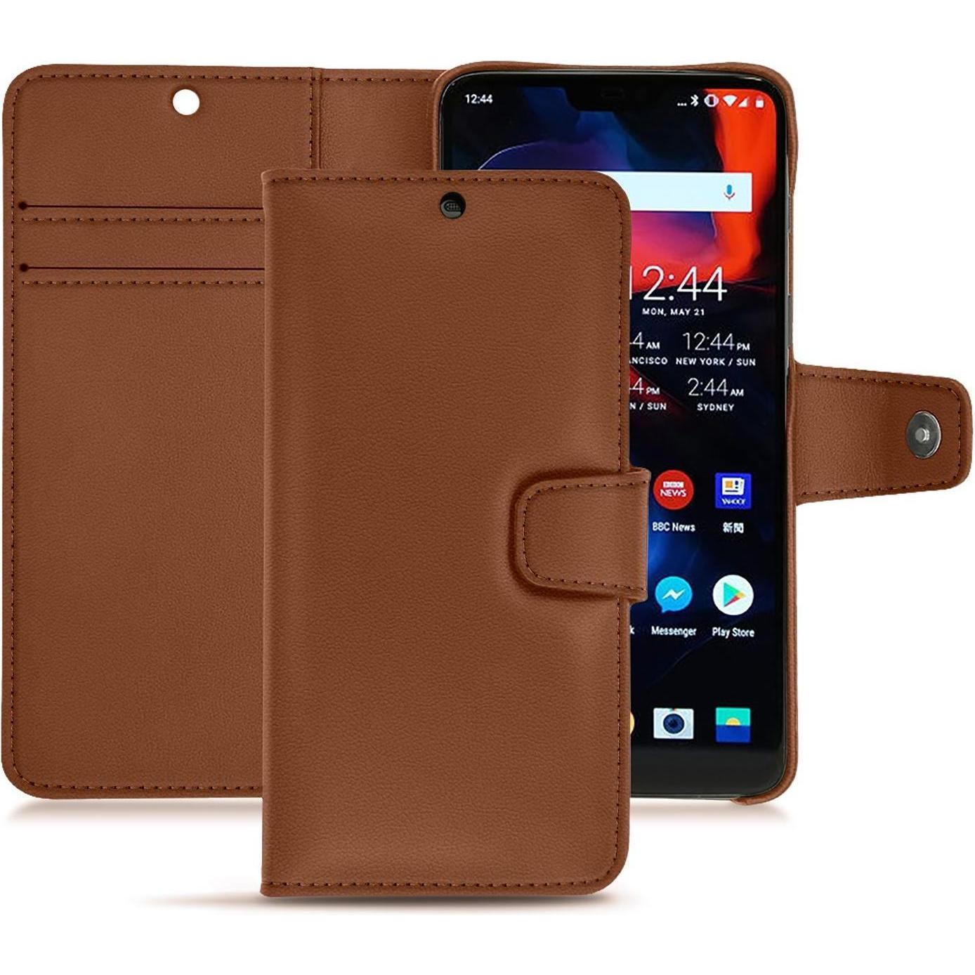 Thumbnail - Noreve Lederschutzhülle Wallet (OnePlus 6), Smartphone Hülle, Braun