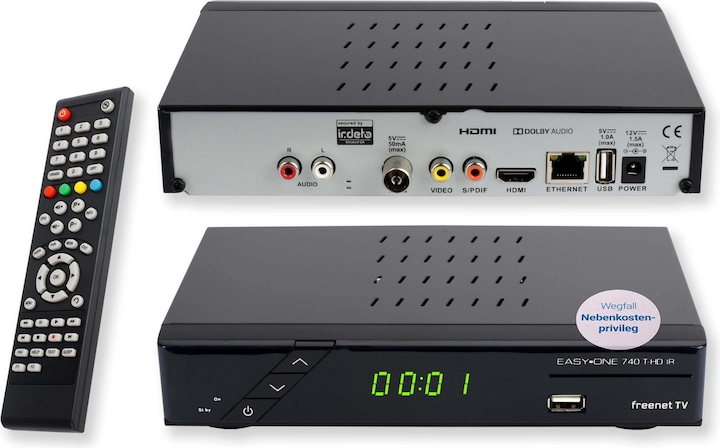 Sky Vision SET-ONE EasyOne 740 HD IR HDTV DVB-T2 Receiver mit freenet TV (DVB-T2, DVB-T, CI+-Schacht)