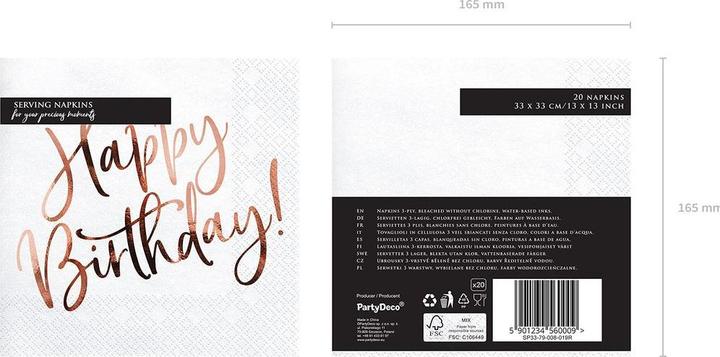 Actual product image Partydeco Happy (20 pcs., 33 x 33 cm)