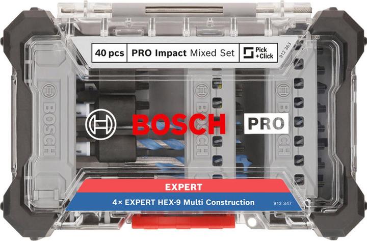 Actual product image Bosch Professional Zubehör PRO Impact Screwdriver Bits and Multi Construction Drill Mixed Set, 40 pcs. (Allen screw, Cross Phillips PH, Cross Pozidriv PZ, Hexagon socket TX)