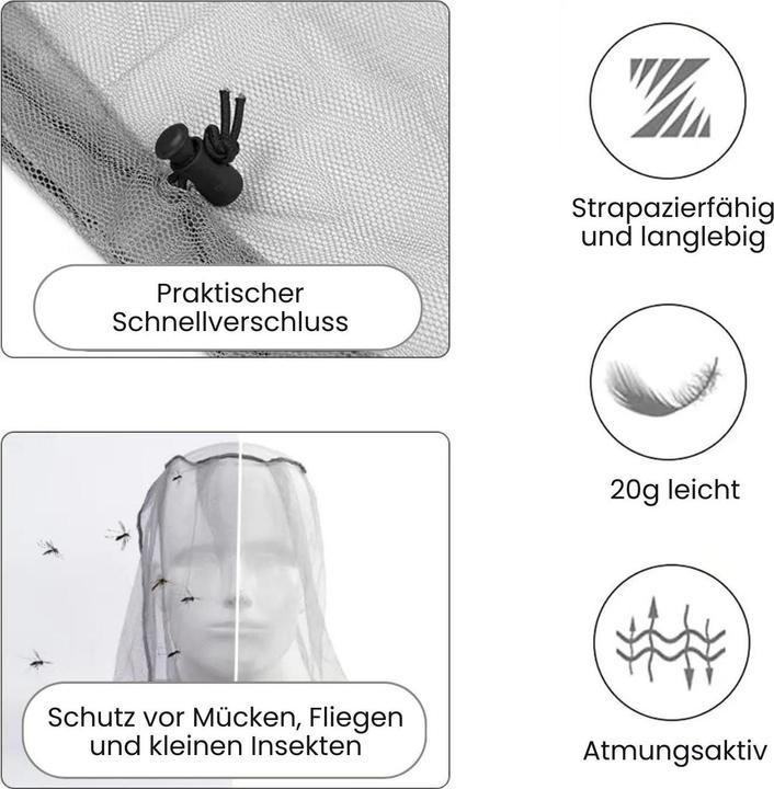 Immagine prodotto Hermex Moskitonetz Mückenschutz Kopfnetz Insektenschutznetz Netzhaube