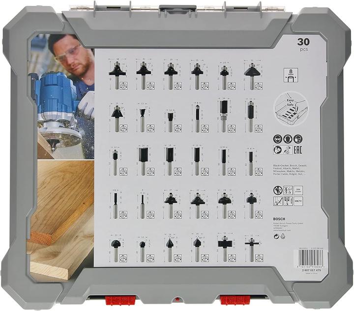 Produktbild Bosch Professional Zubehör 30-teiliges Fräser-Set, 8-mm-Schaft für Handfräsen