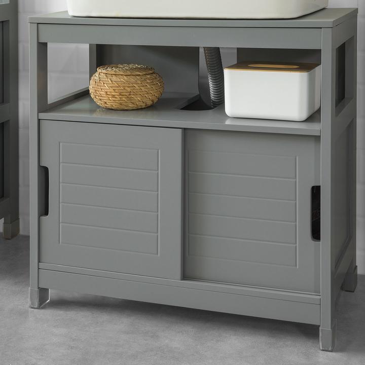 Produktbild SoBuy Waschbeckenunterschrank stahlgrau (60 x 30 x 61 cm)