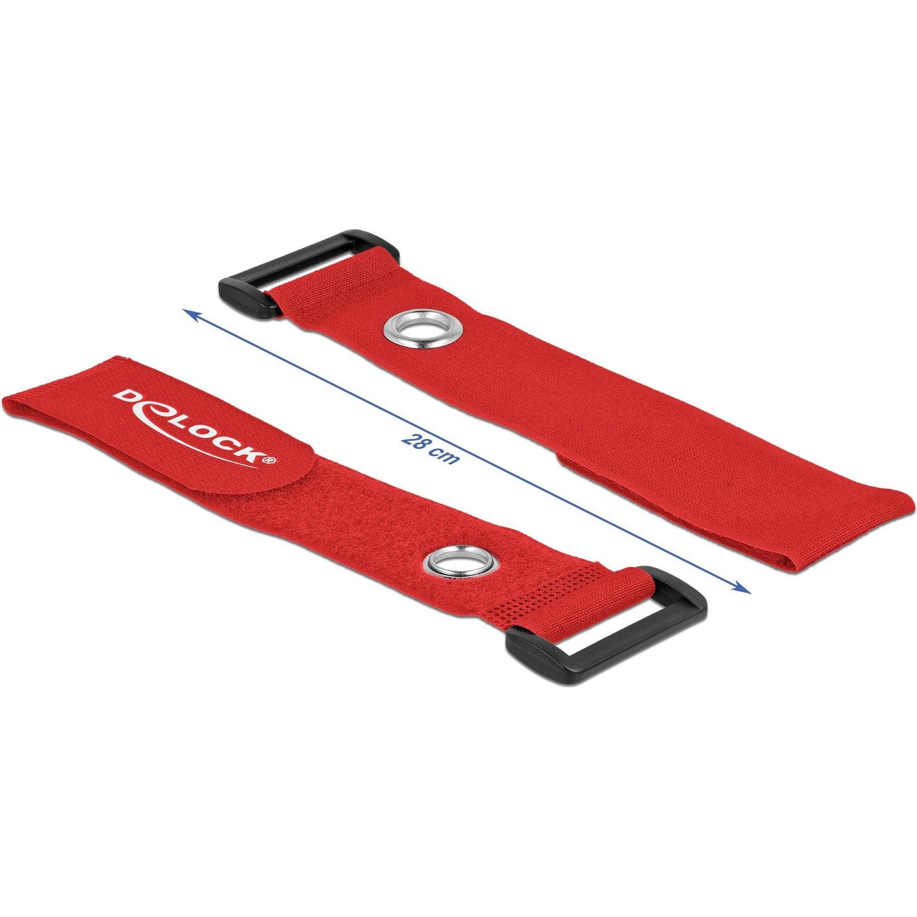 Thumbnail - Delock, Kabelbinder, Klett-Kabelbinder mit Schlaufe und Befestigungsöse L 280 x B 38 mm rot 3 Stück (Klettkabelbinder, 2...