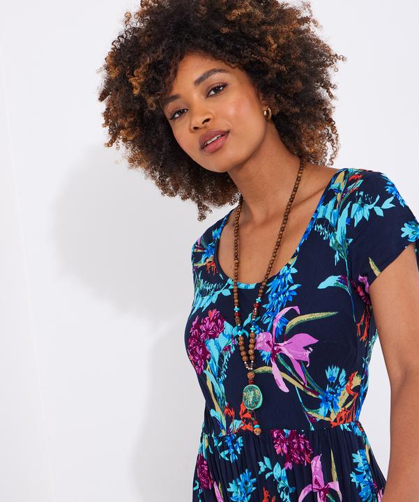 Actual product image Joe Browns PETITE Dark Floral Crinkle Maxi Dress (34)