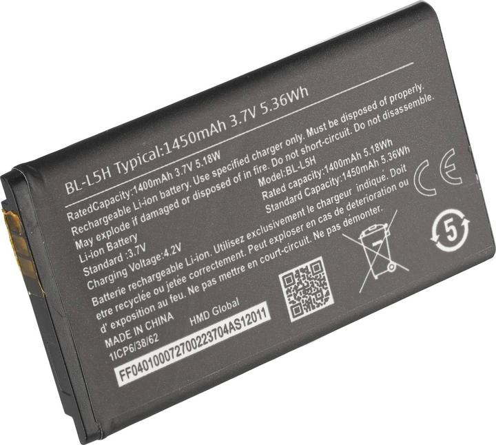 Produktbild AccuCell Akku passend für Nokia 105 4G 2023, Li-ion, 3,7V, 1400mAh, 5,2Wh