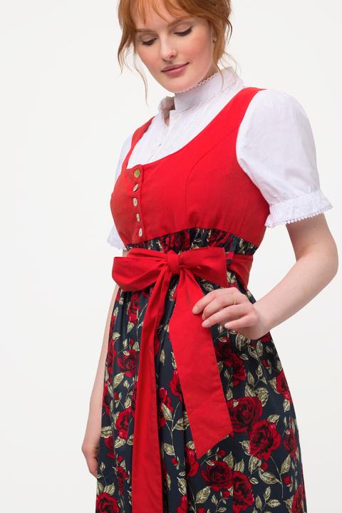 Produktbild Ulla Popken Dirndl, Blüten, Bindeband, Carree-Ausschnitt, ärmellos (50)
