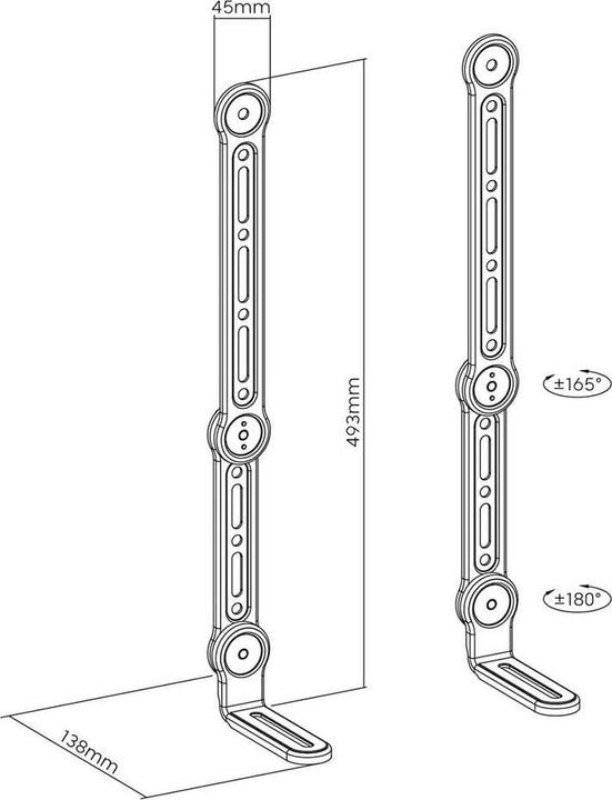 Productafbeelding myWall HZ32-1L Geluidsbalkbeugel (1 stuk, Wandmontage, Draaibaar, Kantelbaar)