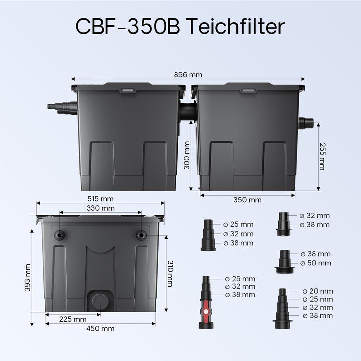 Produktbild Wiltec Filter Set Bio Teichfilter 60000l 36W UV Teichklärer Pumpe Schlauch Schlauch 053
