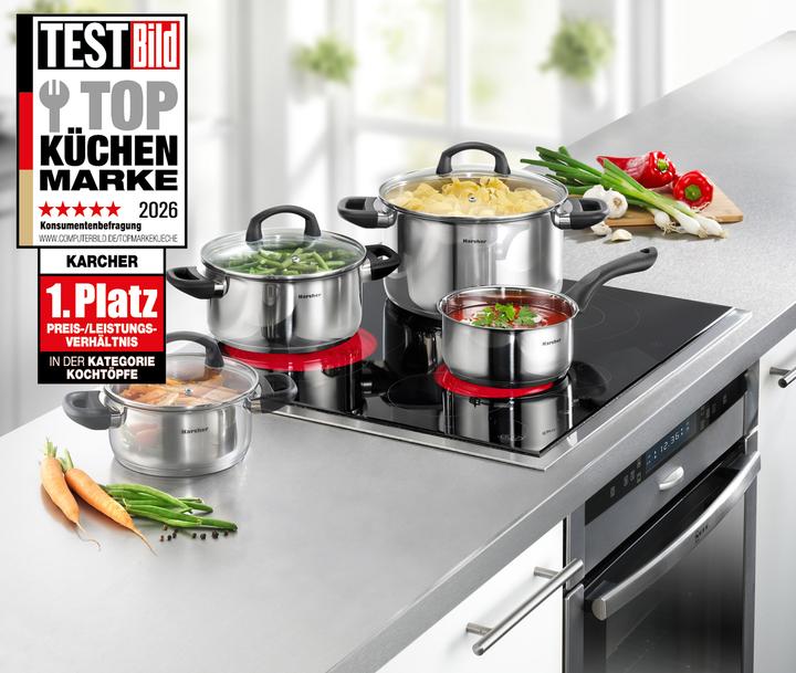 Actual product image Karcher Topfset Mia (4-teilig, Edelstahl, Induktion) (Pan set + pot set, Stainless steel)