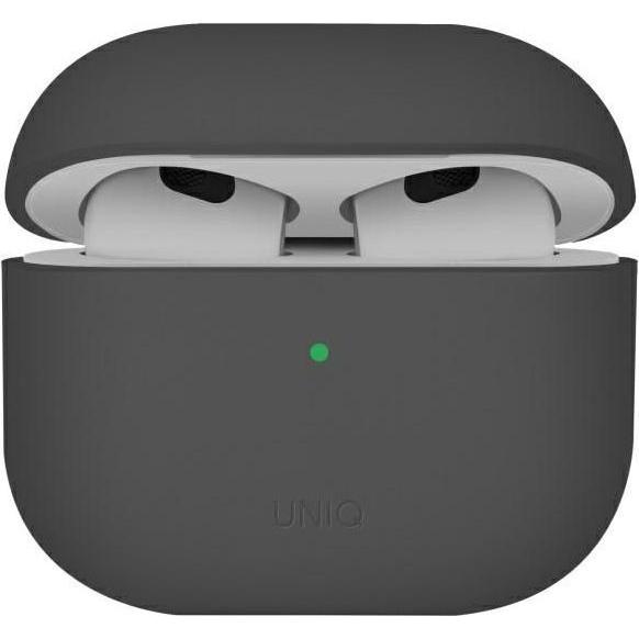 Uniq case Lino AirPods 4 Silicone ash grey, Borsa per cuffie + Copertura protettiva, Grigio