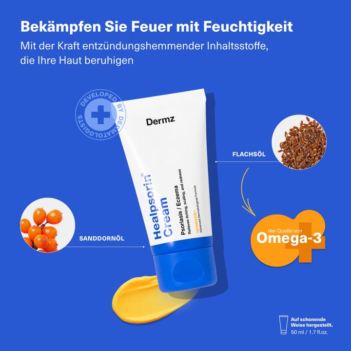 Actual product image Hermz Dermz Healpsorin Cream For Psoriasis And Eczema 50Ml (Body cream, 50 ml)