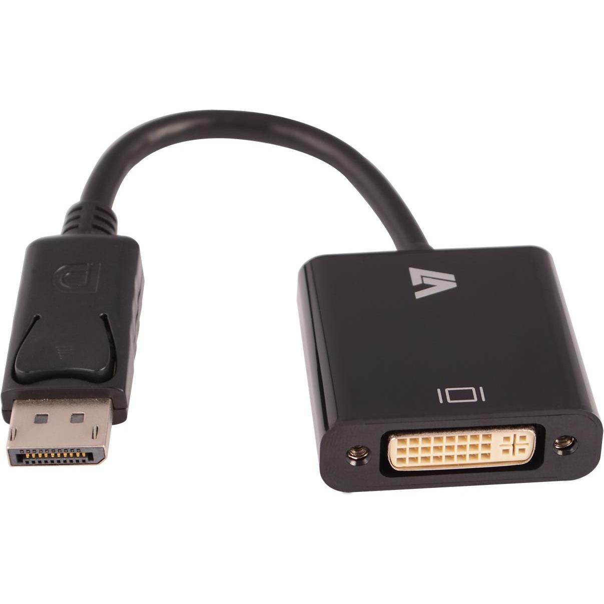 V7 Displayport-Dvi Adapter-Blk (DVI, 20 cm), Data + Video Adapter, Schwarz