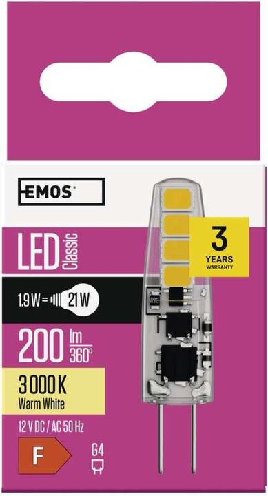 Immagine prodotto Emos Lampada LED JC classica / G4 / 1,9 W (21 W) / 200 lm / Bianco caldo (G4, 200 lm, 1 x)