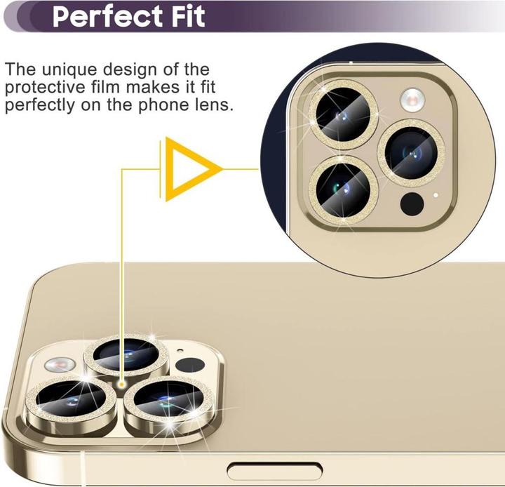 Image du produit Ueli Express Verre blindé pour appareil photo Protection de la lentille paillettes (1 pcs, Apple iPhone 16 Pro, Apple iPhone 16 Pro Max)