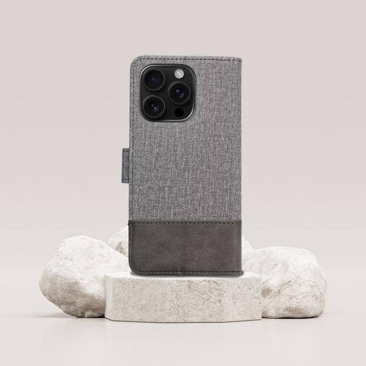 Actual product image OEM Book case GOMMA Book for IPHONE 16 gray (Apple iPhone 16)