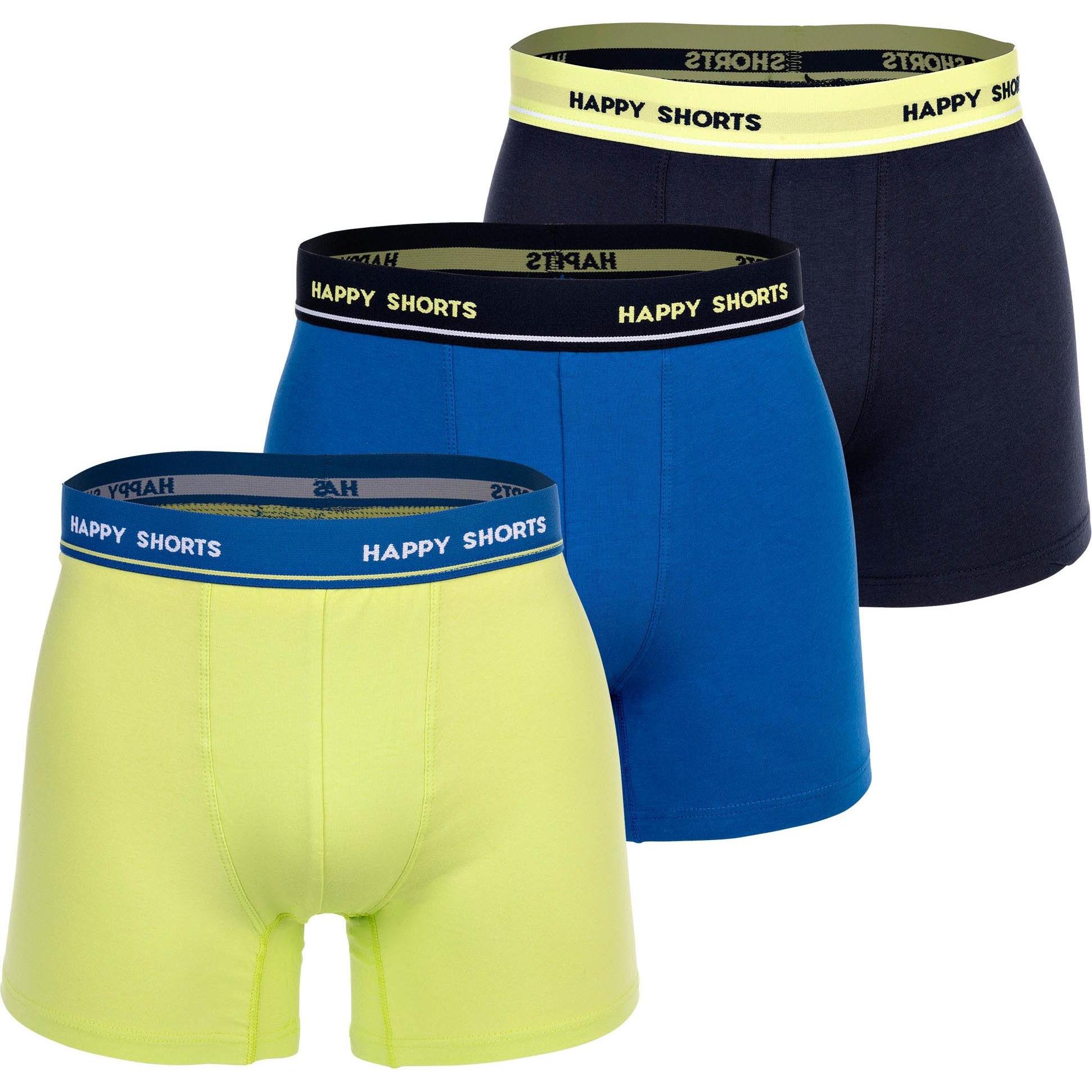 Happy shorts, Herren, Unterhosen, Boxershort Casual Bequem sitzend, Blau, (XXL, 3er Pack)