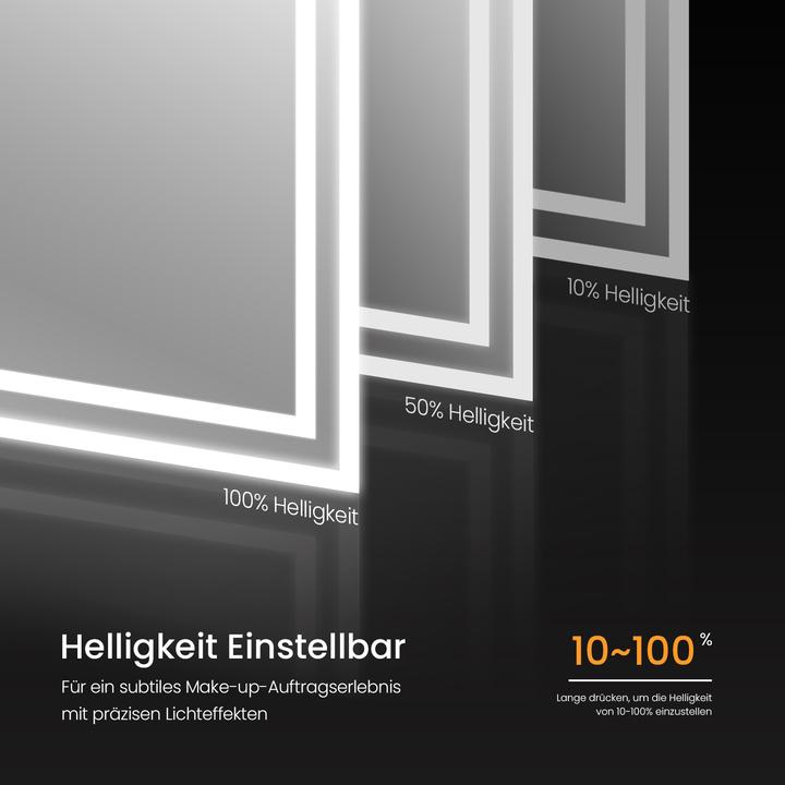 Produktbild Emke Badspiegel mit Beleuchtung 100*60cm,Beschlagfrei, Kaltweiss6500K, Dimmbar, Touch Schalter