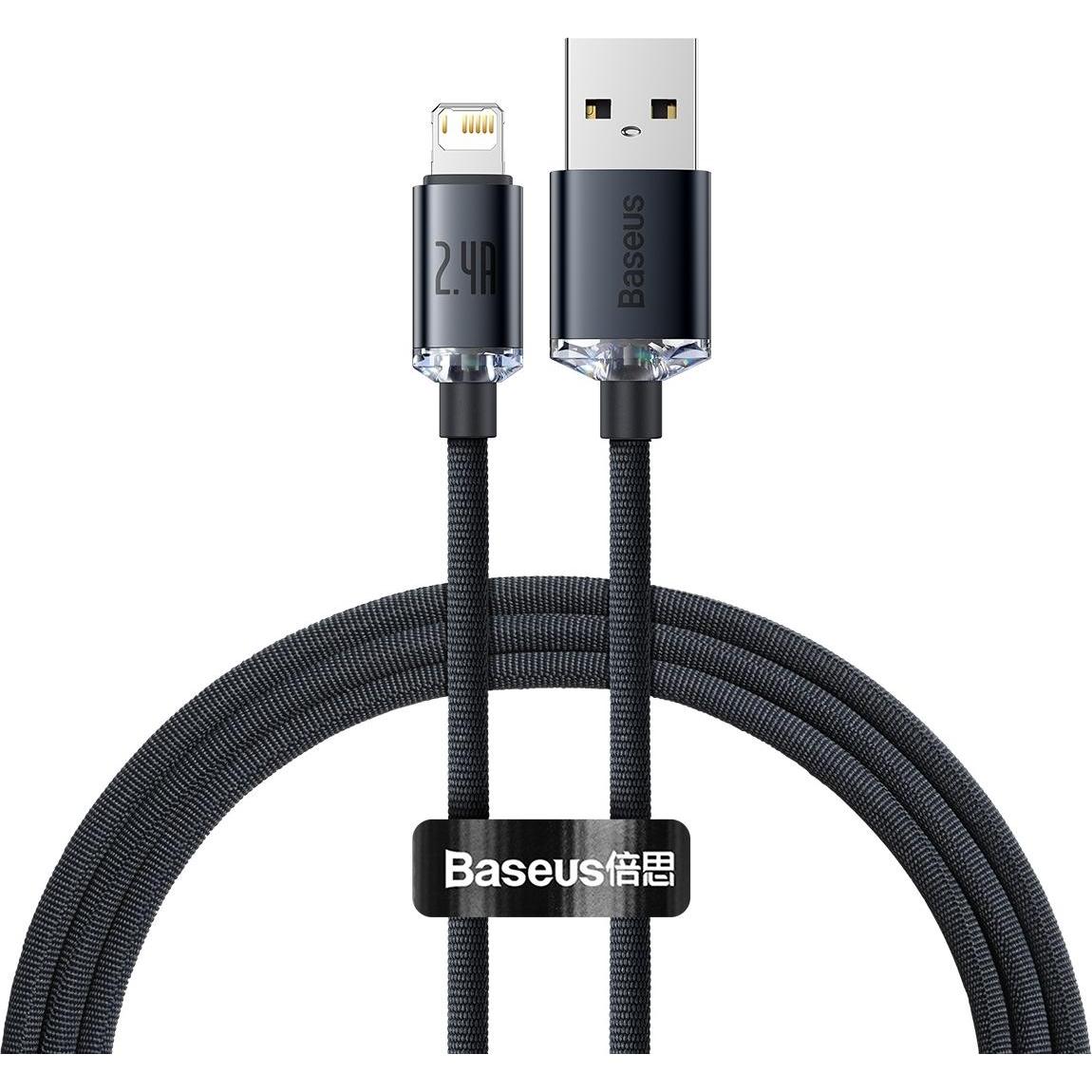 Thumbnail - Baseus Crystal Shine Series Fast Charging Data Cable USB to iP 2.4A 2m Black (2 m, USB 2.0), USB Kabel