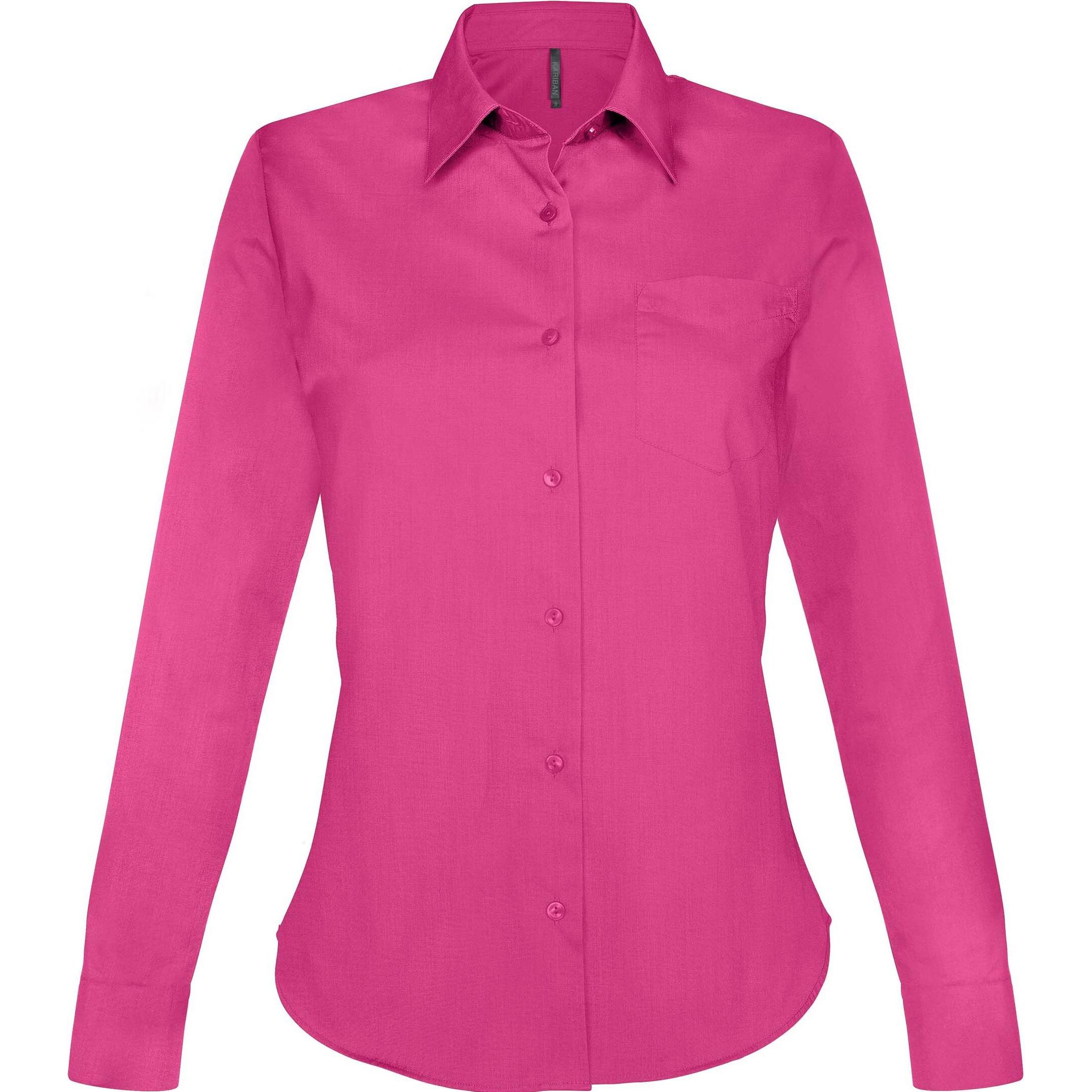 Kariban, Damen, Hemd, Damenbluse mit langen Ärmeln Jesica, Rosa, (XL)