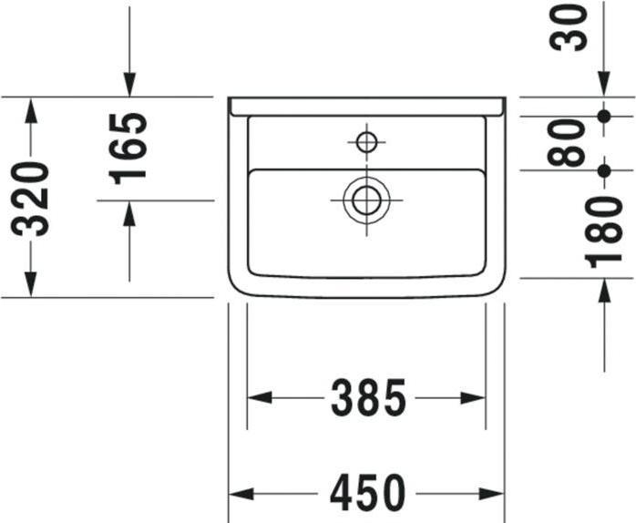 Produktbild Duravit Handwaschbecken STARCK 3 m ÜL HLB 450x320mm 1 Hahnloch weiss WG (320 mm, 450 mm)