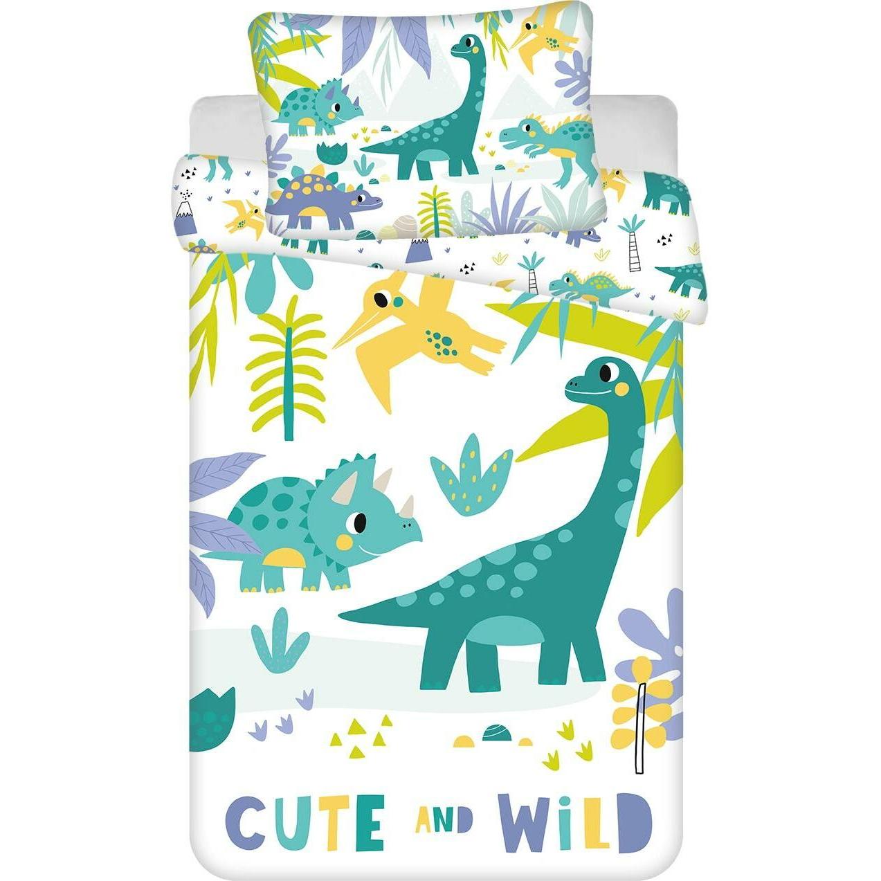 Tinisu, Kinderbettwäsche, Dino Kinder-BettwÃ¤sche Cute and Wild 100 x 135 cm - weiche Baumwolle