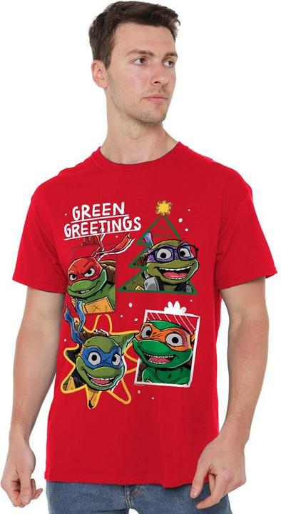Actual product image Teenage Mutant NT Mens Green Greetings Christmas T-Shirt (4XL)