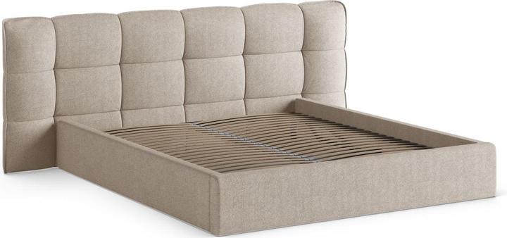 Actual product image Micadoni Boucle Storage Bed with Headboard, "Eric", Dark Beige, 225x270x104 Made in Europe (180 x 200 cm)