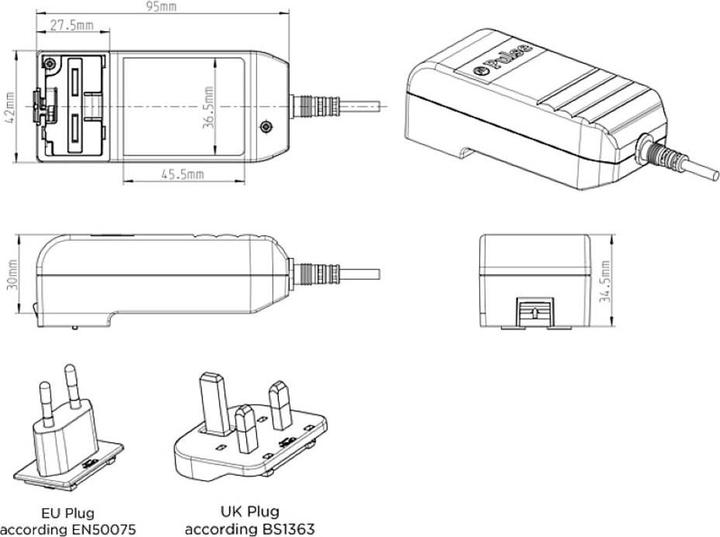 Actual product image Egston 003920490 Plug-in power supply unit, fixed voltage 12 V/DC 2 A 24 W with Europe adaptor