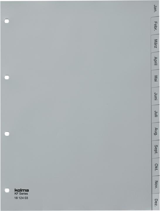 Kolma Index A4 strong Jan-Dec (en) 12-piece grey