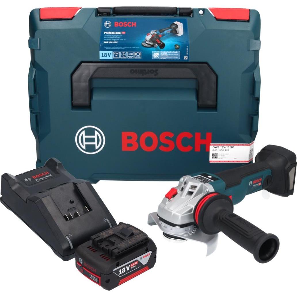 Thumbnail - Bosch Professional, Winkelschleifer, Bosch GWS 18V-10 SC Akku Winkelschleifer 18 V 125 mm Brushless + 1x Akku 5,0 Ah + L...