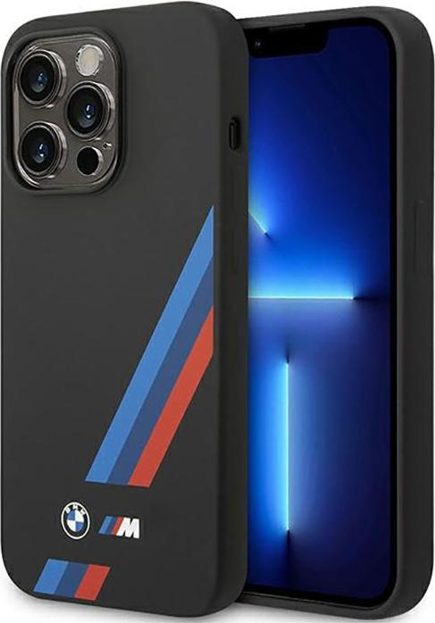 Produktbild BMW Etui BMHCP14L22SOTK iPhone 14 Pro 6,1" czarny/black Silicone Slanted Sttripes (Apple iPhone 14 Pro)