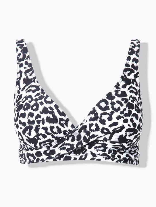 Studio Untold Haut de bikini drapé, bonnets souples, imprimé léopard