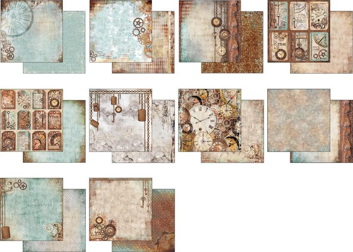 Actual product image Stamperia Scrapbook block "Clockwise", 10 sheets, 30.5 x 30.5 cm (170 g/m², 10 x)