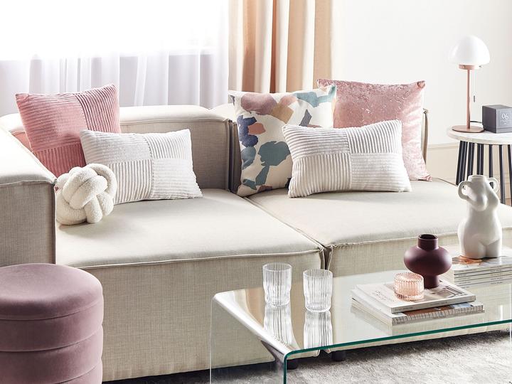 Produktbild Beliani Dekokissen Cord Cremeweiss 47 × 27 cm 2er Set MILLET (30 x 50 cm)