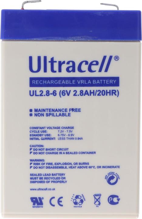 Image du produit Ultracell UL2.8-6 6V 2,8Ah Bleiakku AGM Blei Gel Akku (6 V, 2.80 Ah)