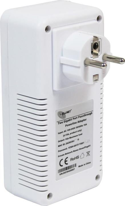 Actual product image Allnet Powerline 1200Mbit 2er Bundle Bridge RJ45 HomePlugV2 "SmartLink" Passtrough ALL1681205v2 (1200 Mbit/s)